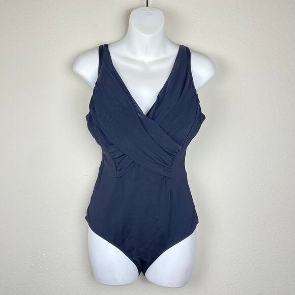 Jets Australia by Jessika Allen Black One-Piece Swimsuit Size 10‎ Surplice - Picture 1 of 7